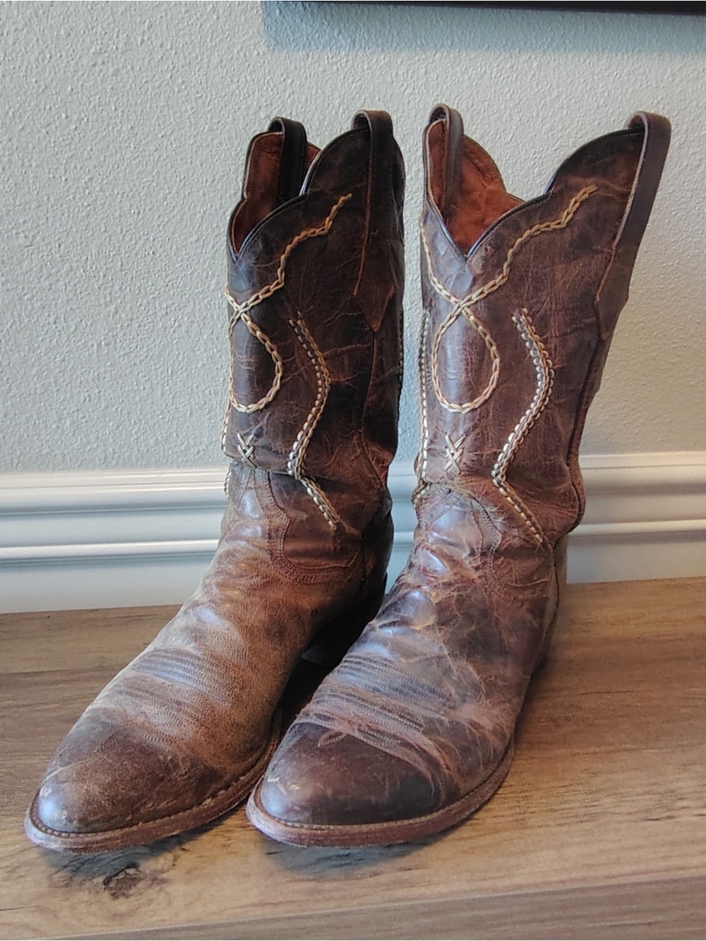Dan Post Men's Leather Western Cowboy Boots Brown Size 10.5 MPN 26682 Distressed
